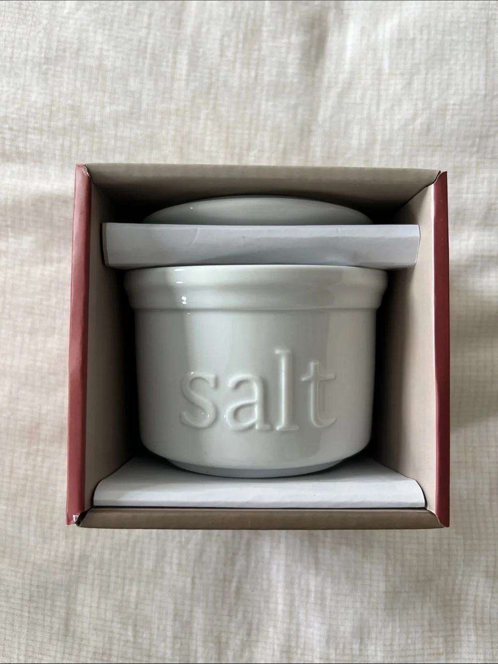Ceramic Salt Keeper - White Salt Cellar with Lid